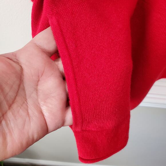 J Jill Red Boxy Cotton Cashmere Sweater Jumper XL Minimalist Modern Holiday Cozy - Picture 3 of 10